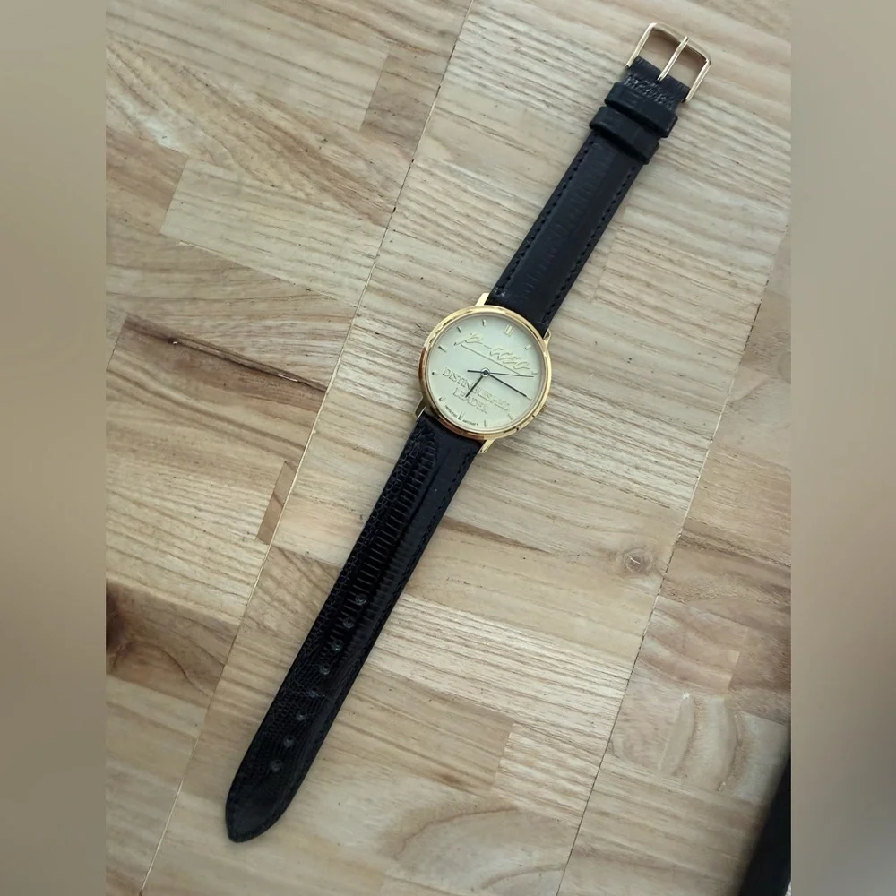 Hamilton Rare Distinguished Leader Watch New in Box Gold Dial Case Leather Strap